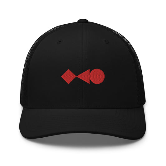 Red Geometry Shapes Trucker Cap