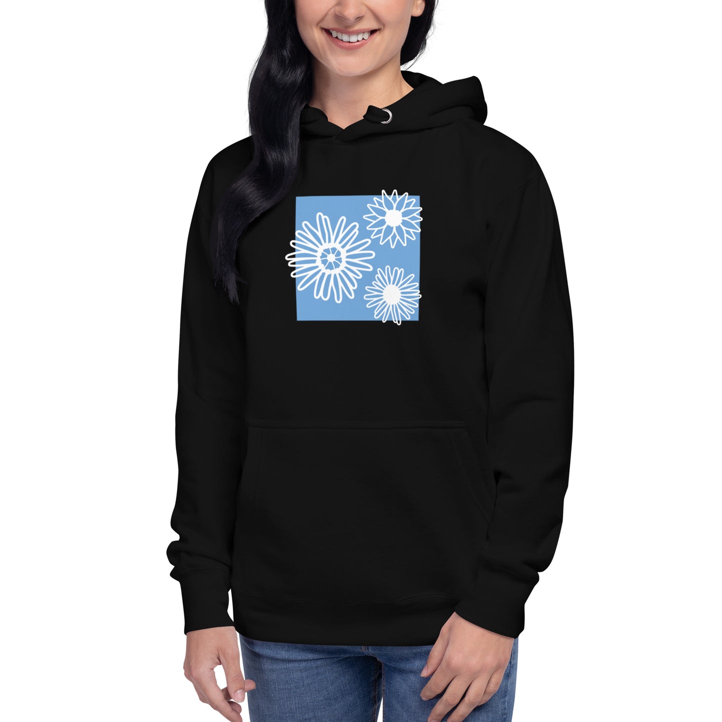 Blue Box Flower Women Hoodie