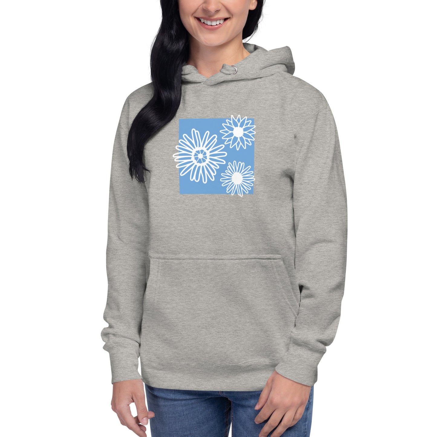 Blue Box Flower Women Hoodie