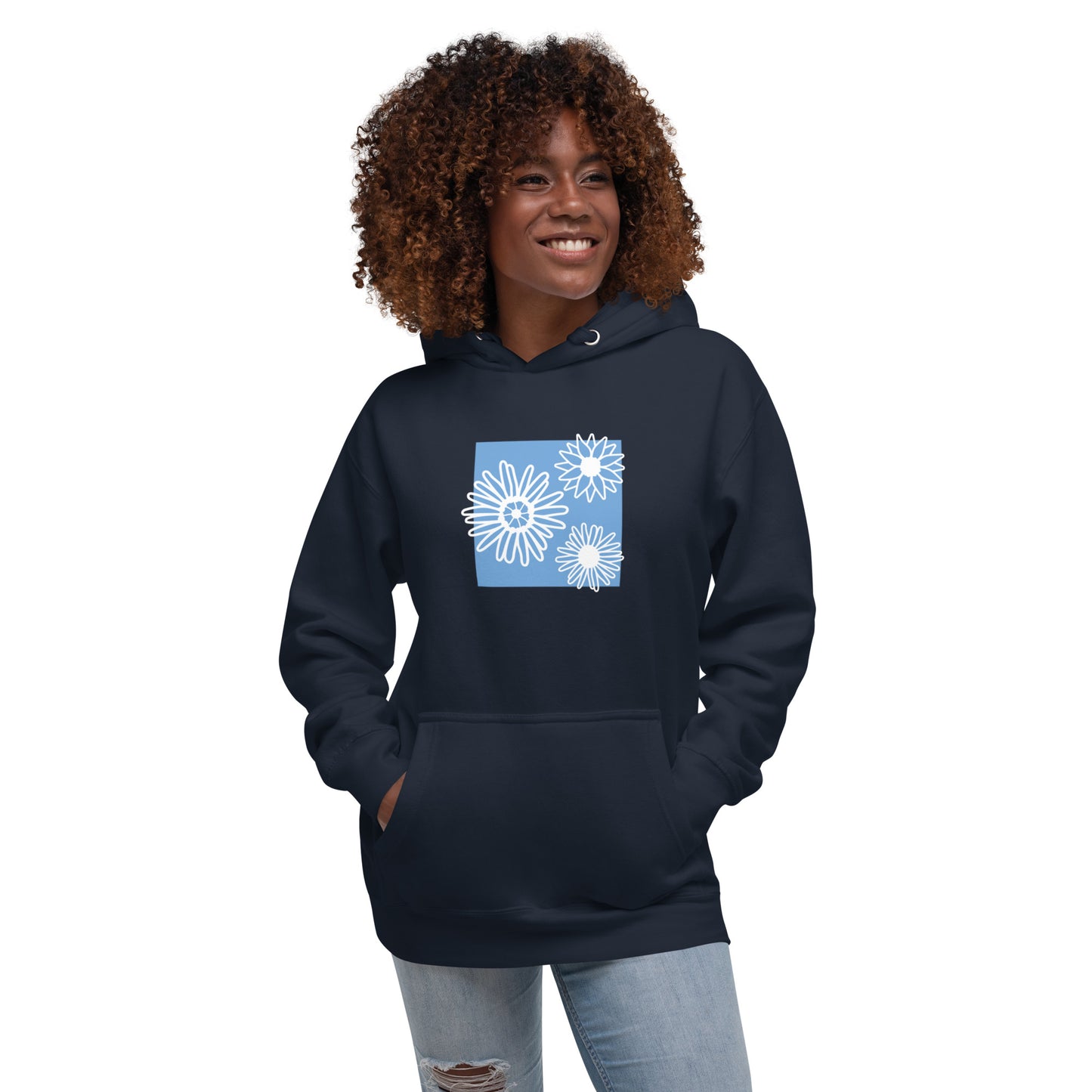 Blue Box Flower Women Hoodie